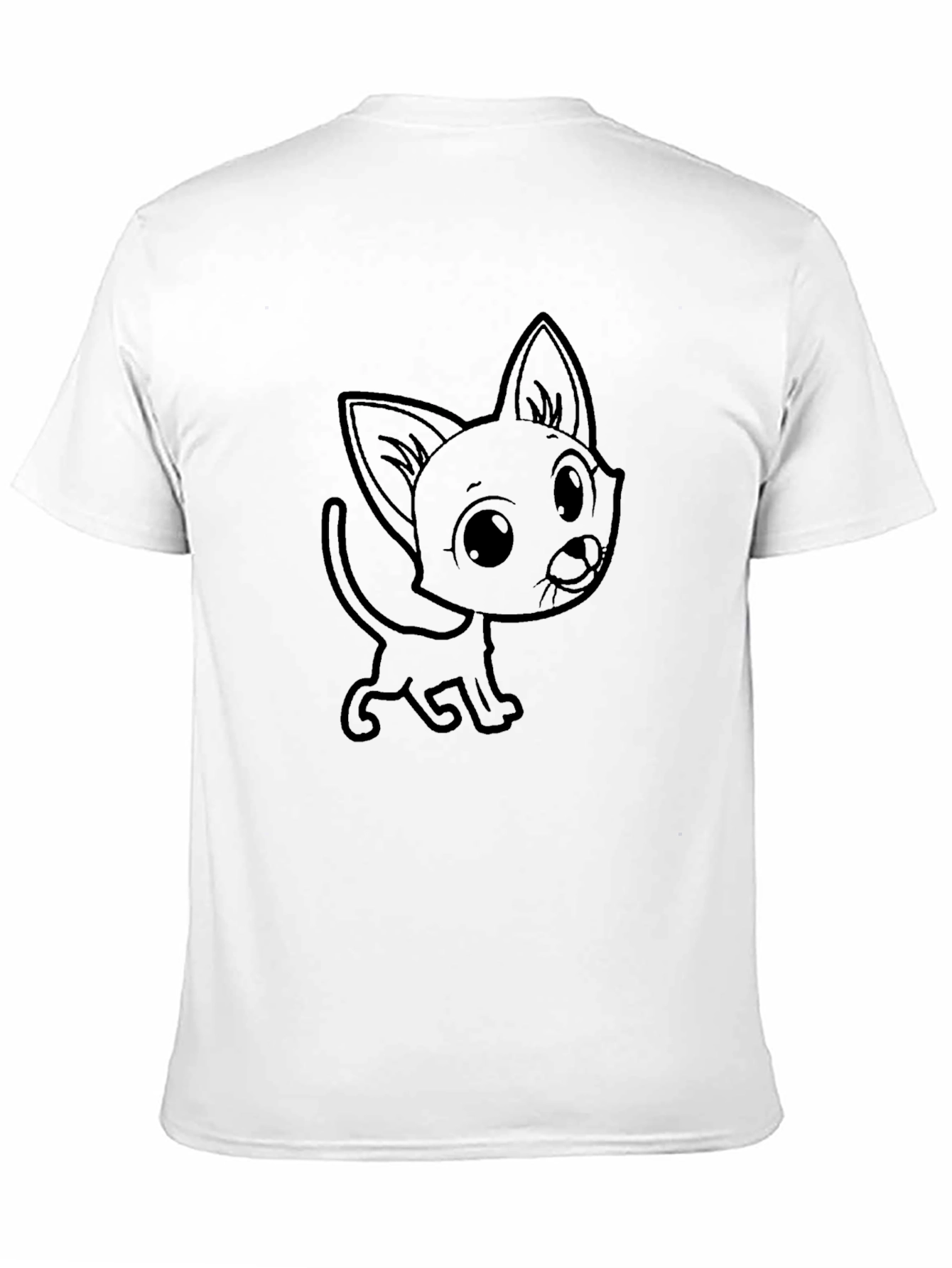 Cute Cartoon Cat Graphic Tee - Unisex Black T-Shirt