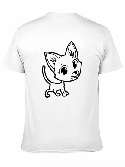 Cute Cartoon Cat Graphic Tee - Unisex Black T-Shirt