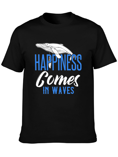 Happiness Comes In Waves T-Shirt - Whale Graphic Tee