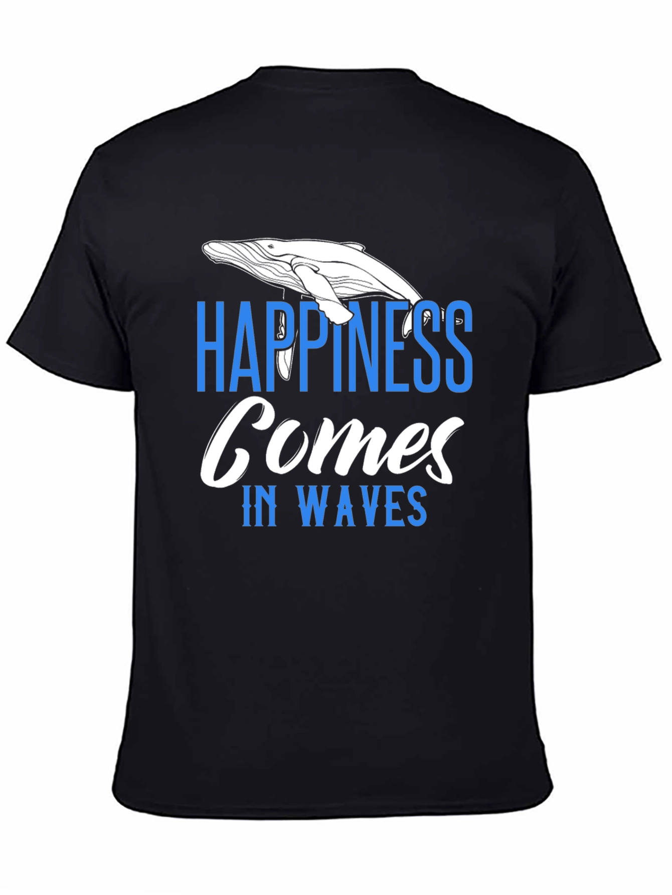 Happiness Comes In Waves T-Shirt - Whale Graphic Tee