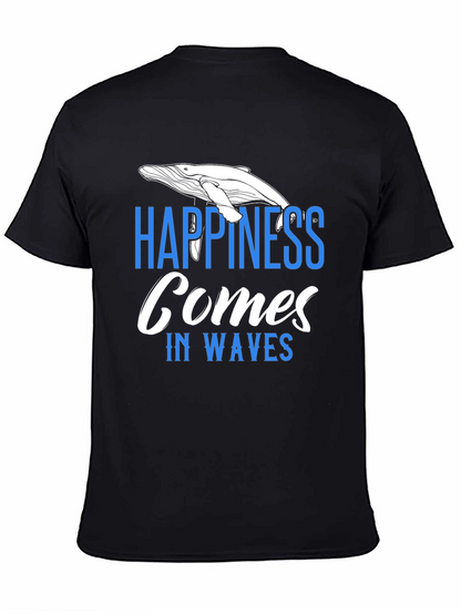 Happiness Comes In Waves T-Shirt - Whale Graphic Tee