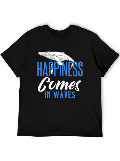 Happiness Comes In Waves T-Shirt - Whale Graphic Tee