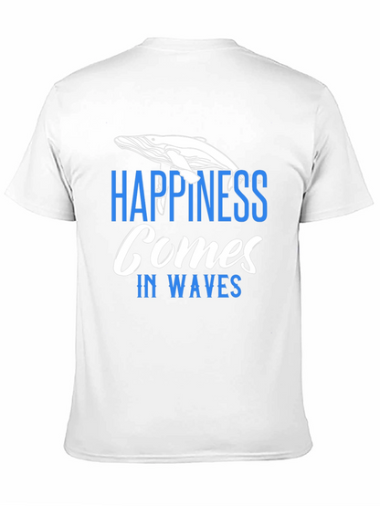 Happiness Comes In Waves T-Shirt - Whale Graphic Tee