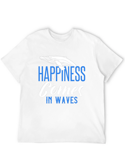 Happiness Comes In Waves T-Shirt - Whale Graphic Tee