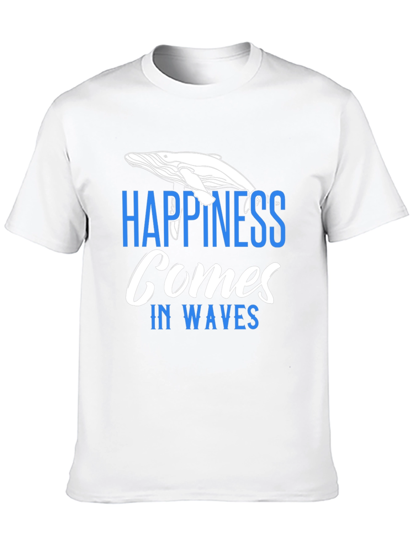 Happiness Comes In Waves T-Shirt - Whale Graphic Tee