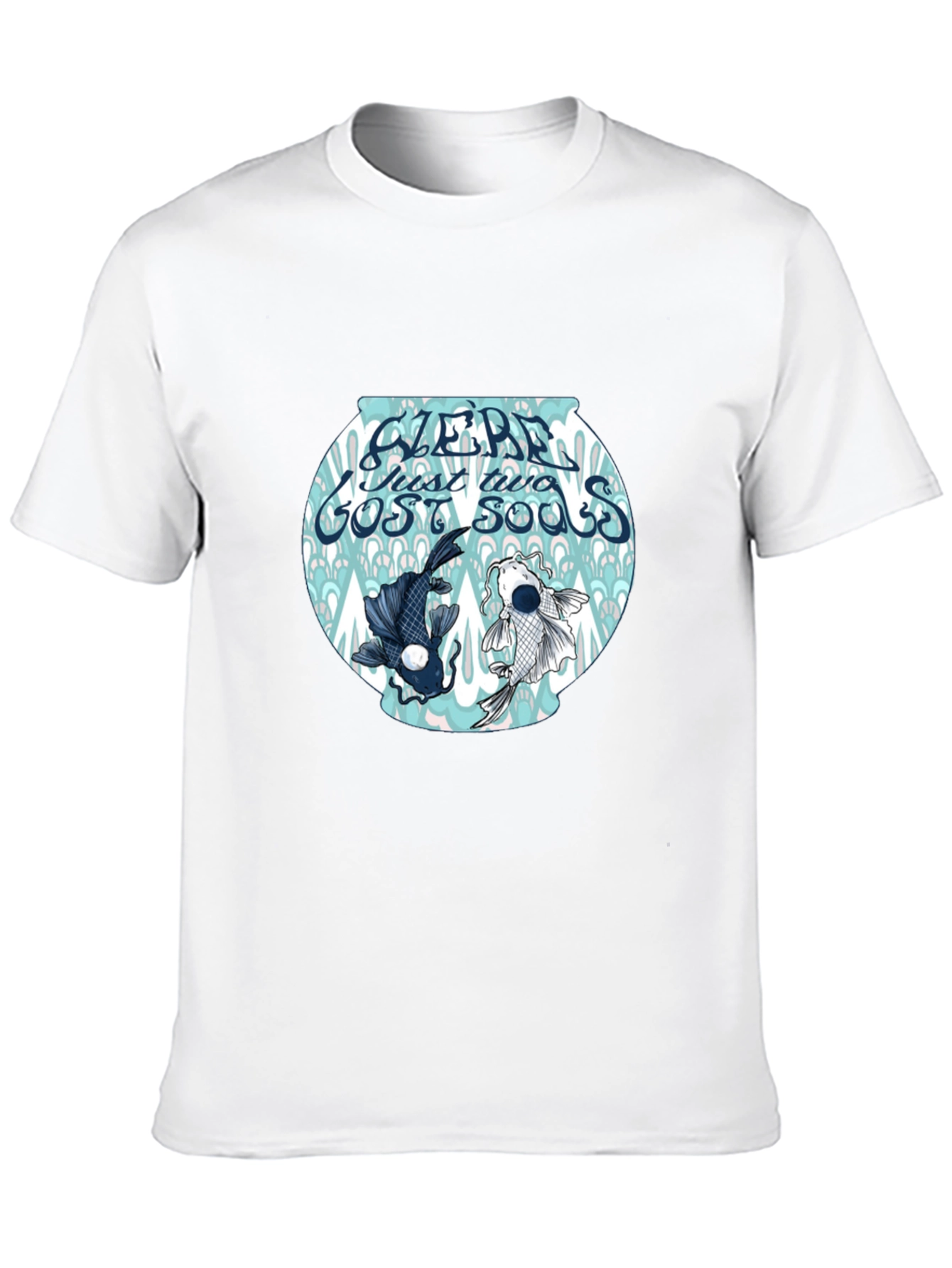 Black T-Shirt with Koi Fish Bowl Graphic