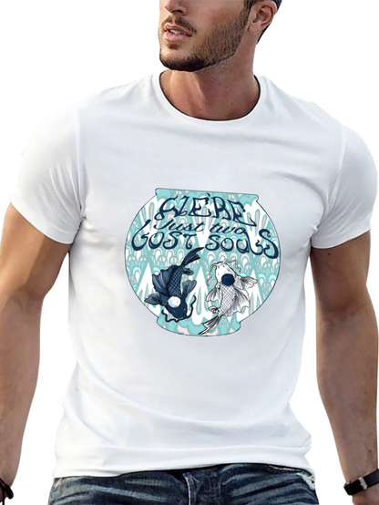 Black T-Shirt with Koi Fish Bowl Graphic