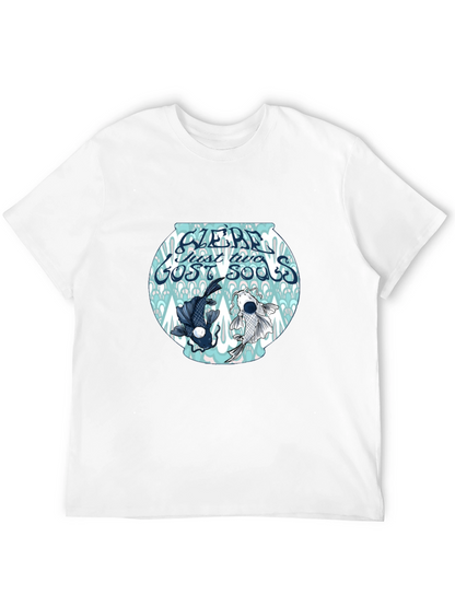 Black T-Shirt with Koi Fish Bowl Graphic
