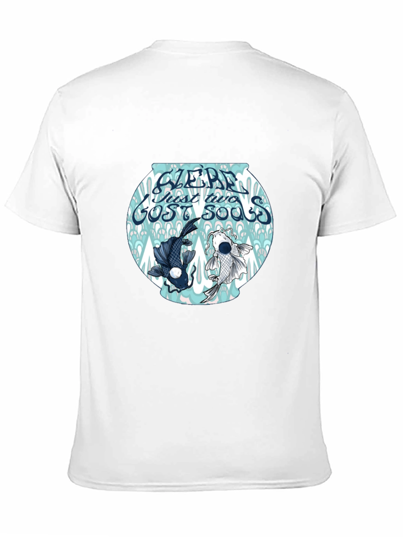 Black T-Shirt with Koi Fish Bowl Graphic