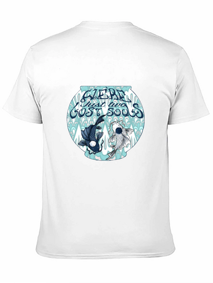 Black T-Shirt with Koi Fish Bowl Graphic