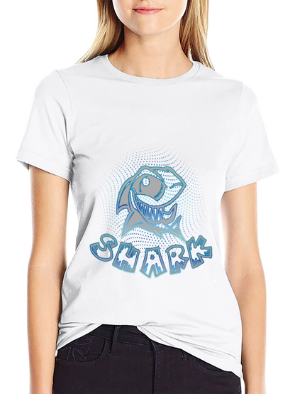 Mens Black Graphic T-Shirt - Shark Design