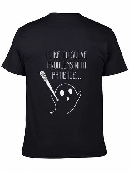 Humorous Patience Graphic Tee - Mens Black T-Shirt