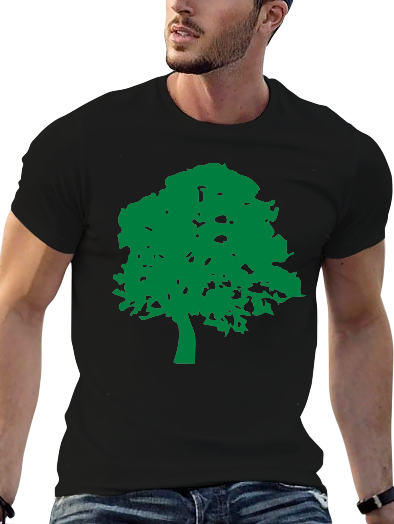 Green Tree Graphic Black T-Shirt - Nature Lovers Tee