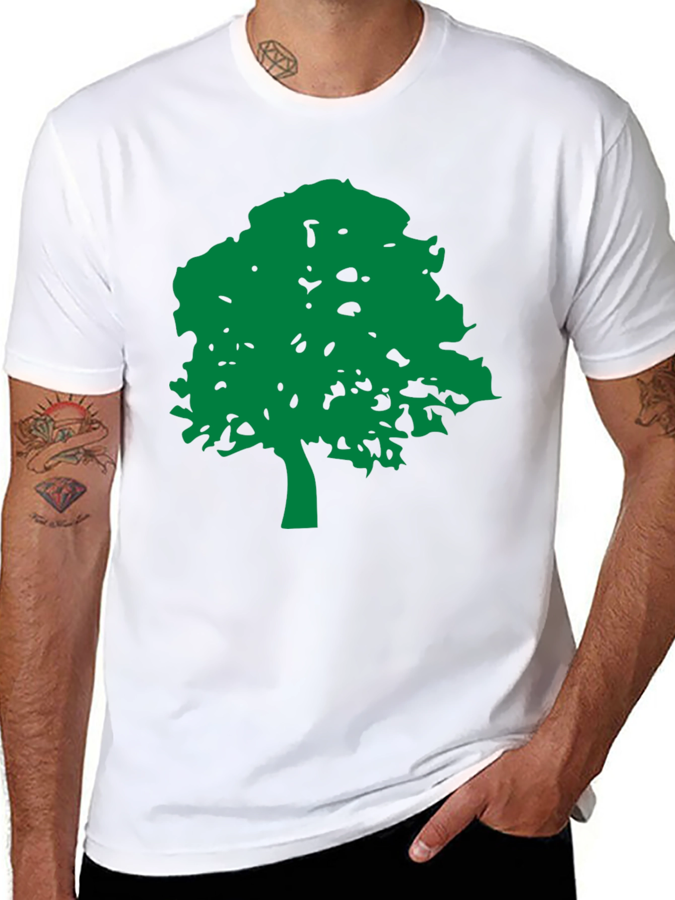 Green Tree Graphic Black T-Shirt - Nature Lovers Tee
