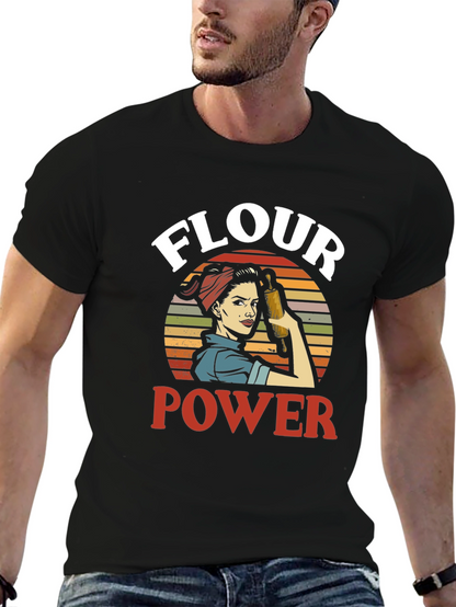 Flour Power Graphic Tee - Retro Baker Design