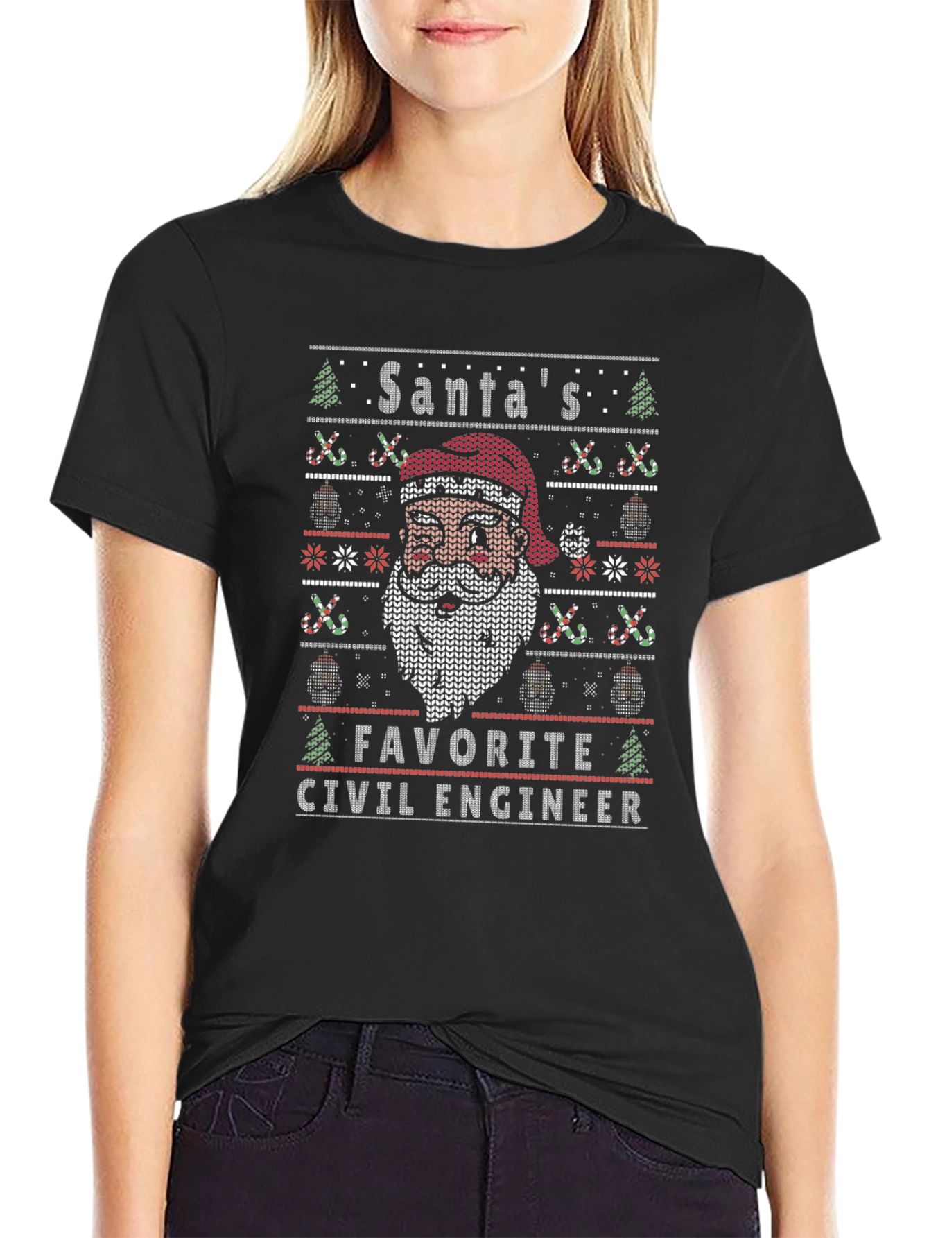 Santas Favorite Civil Engineer Ugly Christmas Sweater T-Shirt
