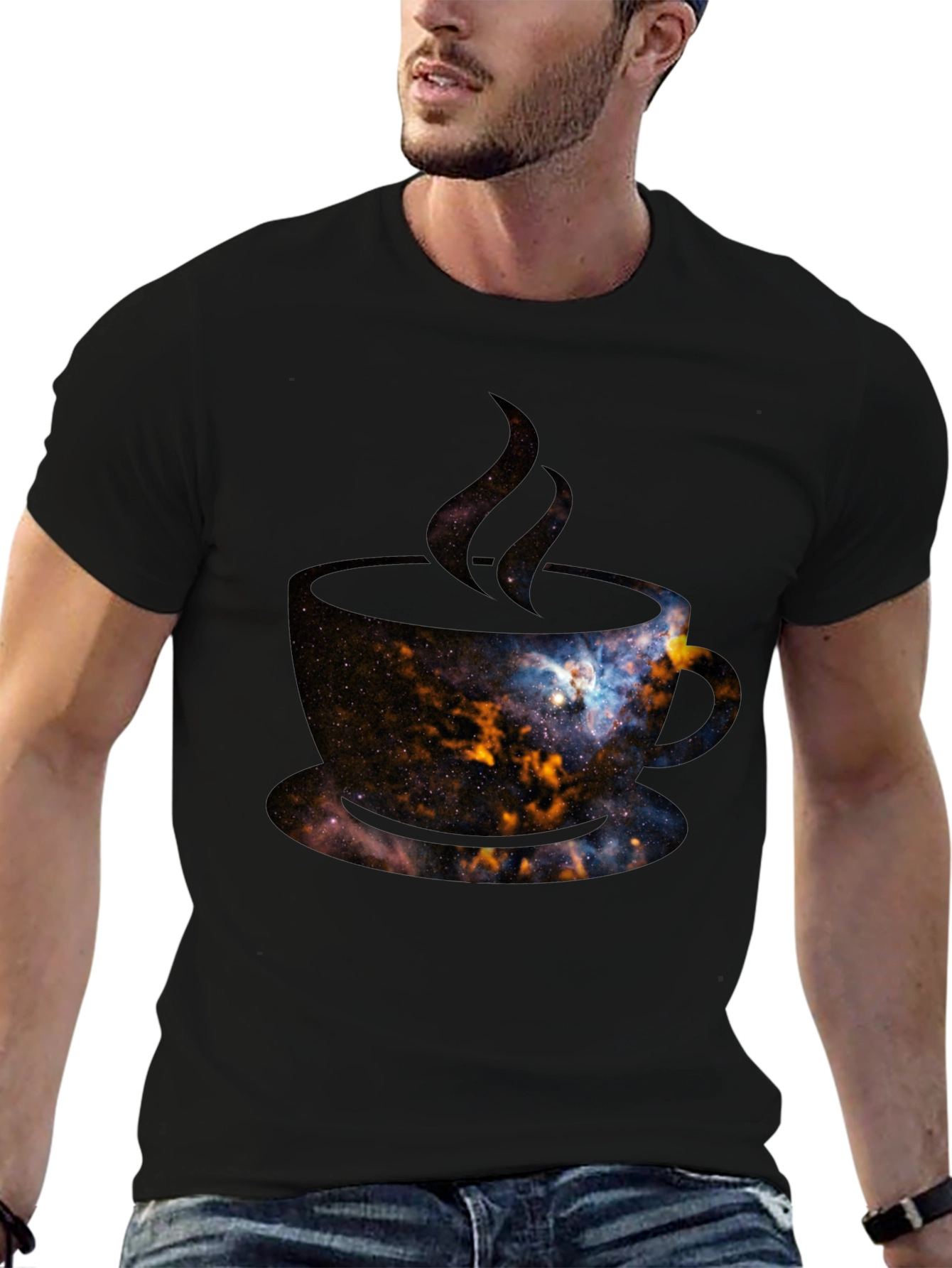 Cosmic Coffee T-Shirt - Galaxy Design
