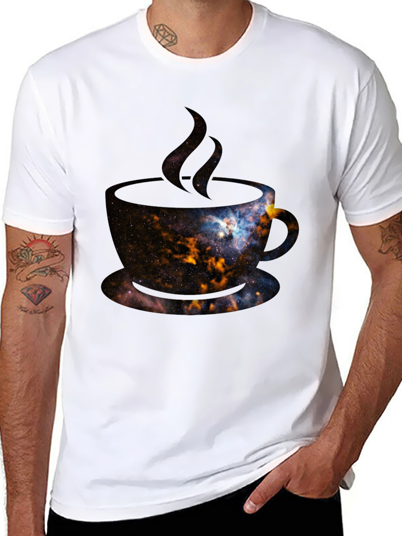 Cosmic Coffee T-Shirt - Galaxy Design
