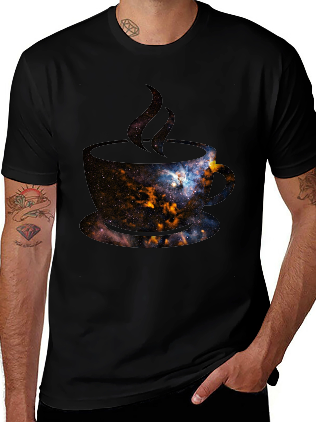 Cosmic Coffee T-Shirt - Galaxy Design