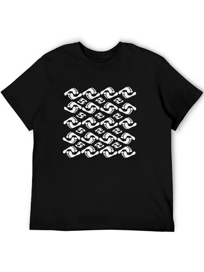 Footprint Pattern Black T-Shirt