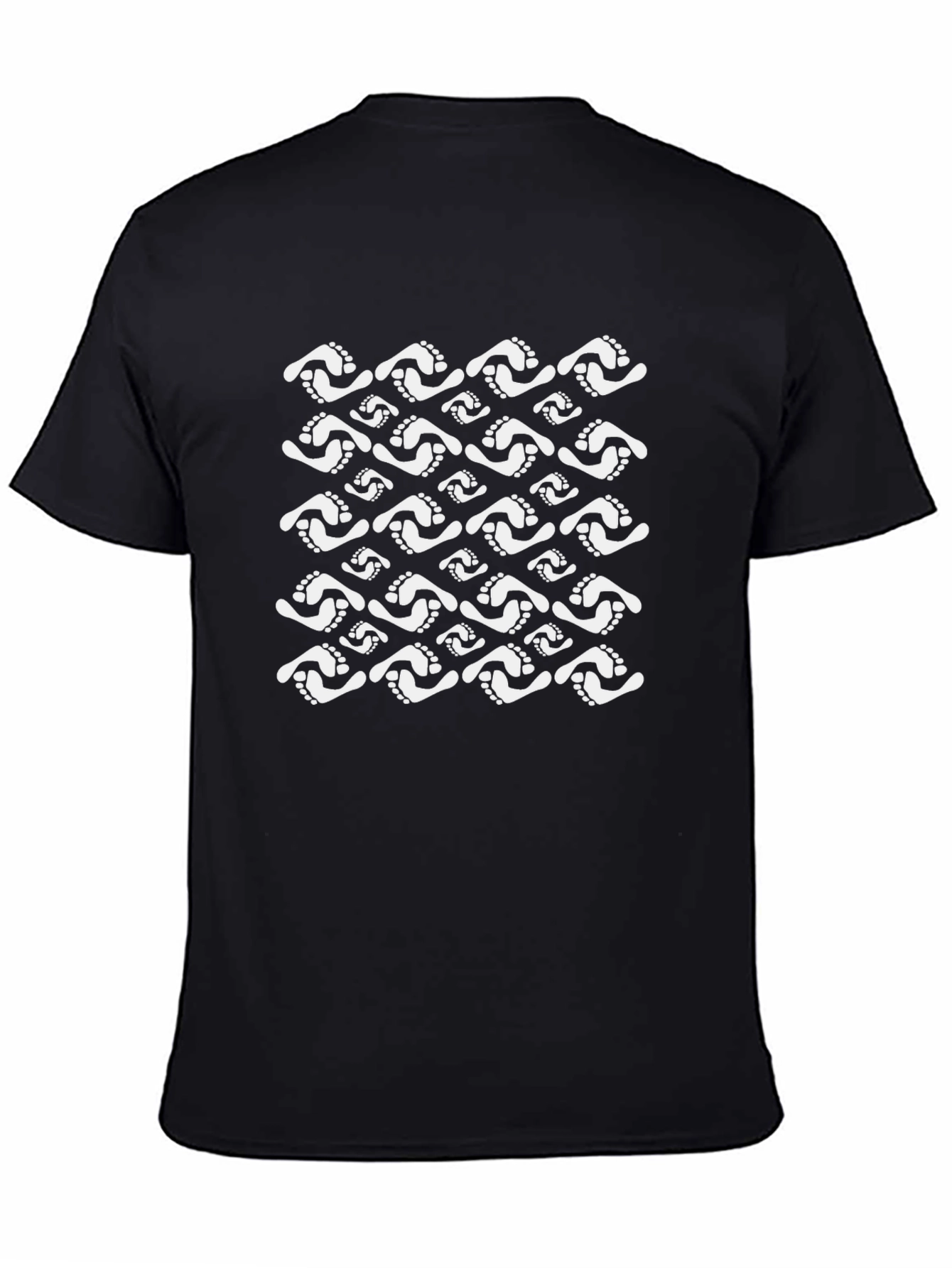 Footprint Pattern Black T-Shirt