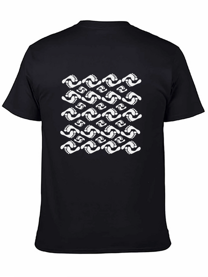 Footprint Pattern Black T-Shirt