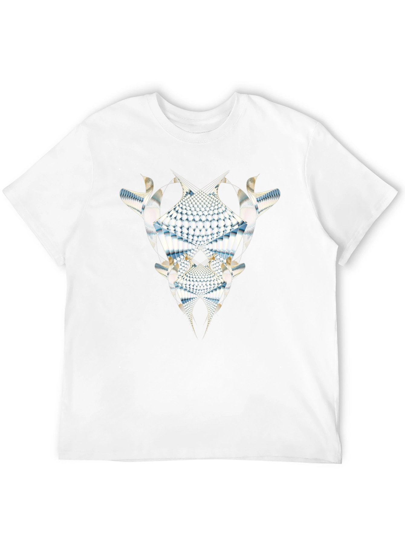 Abstract Fractal Graphic Tee - Black Cotton Casual