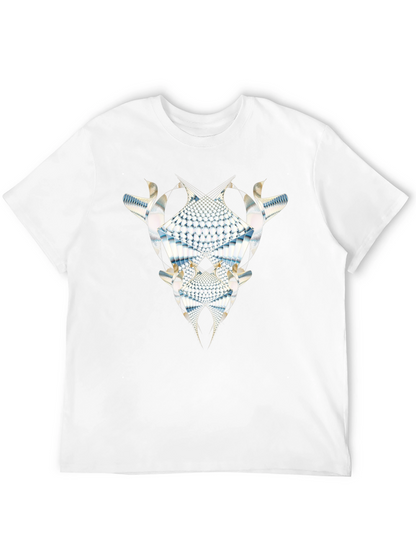 Abstract Fractal Graphic Tee - Black Cotton Casual