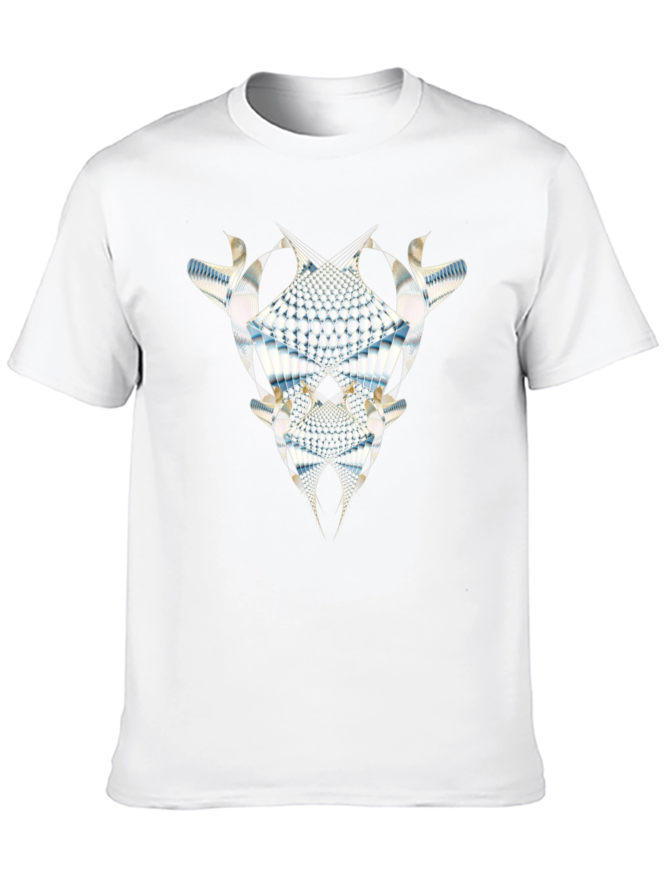 Abstract Fractal Graphic Tee - Black Cotton Casual