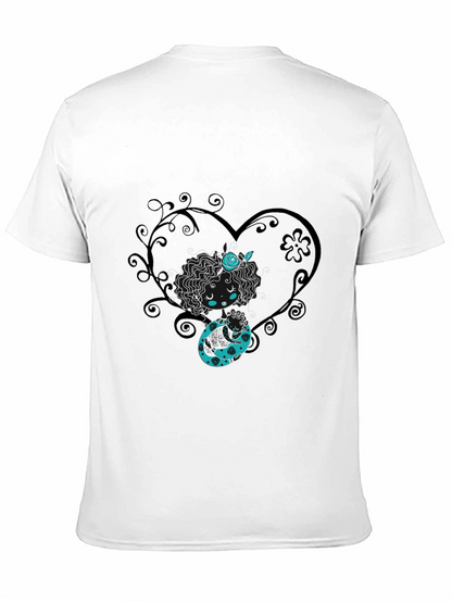 Whimsical Heart Tee - Black Graphic Print Shirt