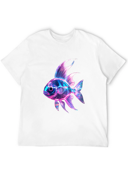 Neon Fish Graphic Print Black T-Shirt