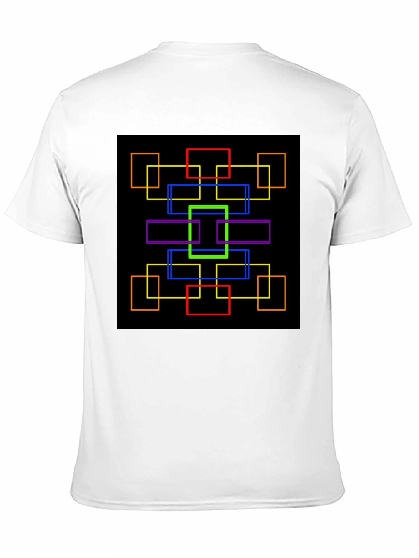 Geometric Squares Graphic Black T-Shirt