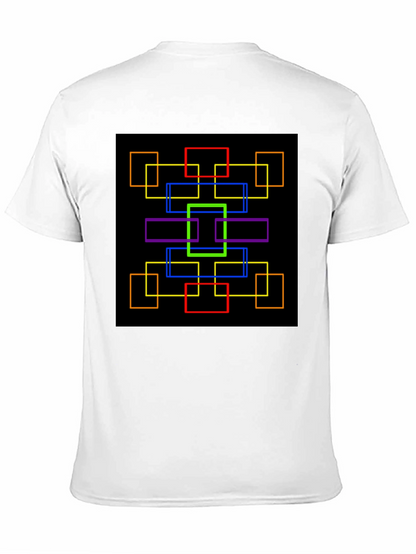 Geometric Squares Graphic Black T-Shirt