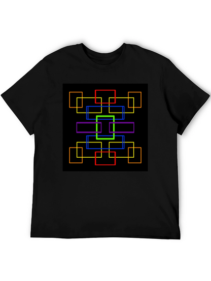 Geometric Squares Graphic Black T-Shirt