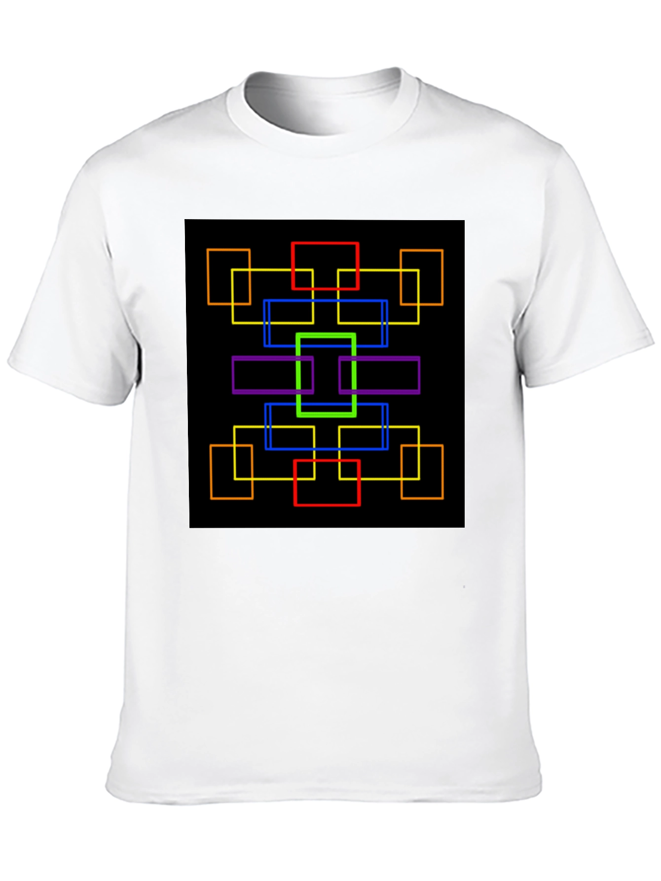 Geometric Squares Graphic Black T-Shirt