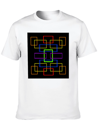 Geometric Squares Graphic Black T-Shirt