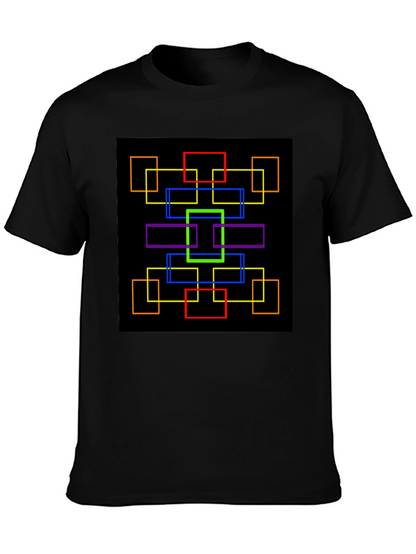 Geometric Squares Graphic Black T-Shirt