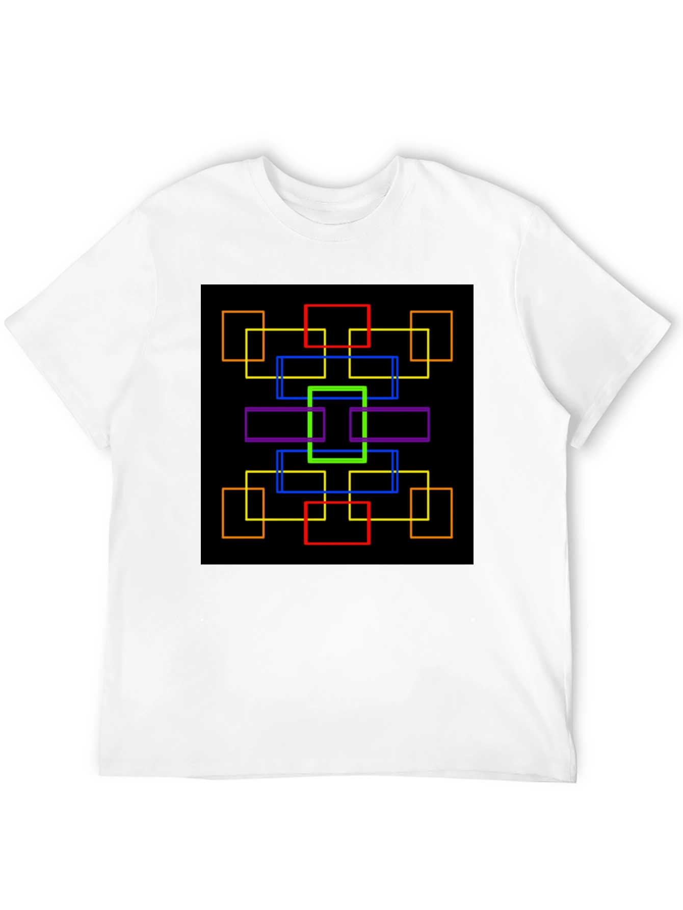 Geometric Squares Graphic Black T-Shirt