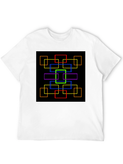 Geometric Squares Graphic Black T-Shirt