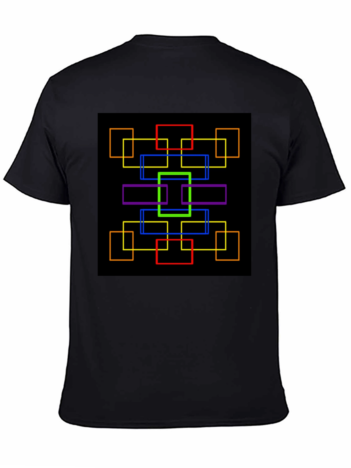 Geometric Squares Graphic Black T-Shirt