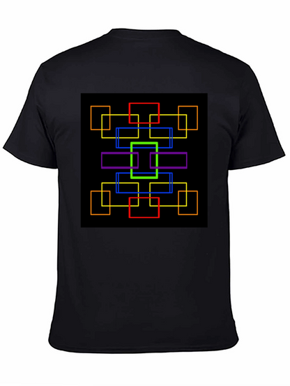 Geometric Squares Graphic Black T-Shirt