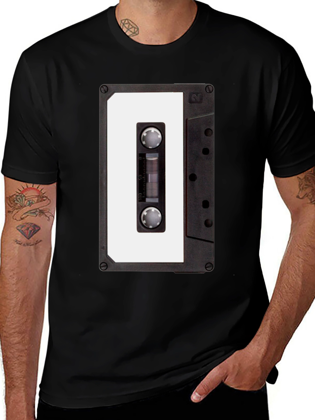 Retro Cassette Tape T-Shirt - Black