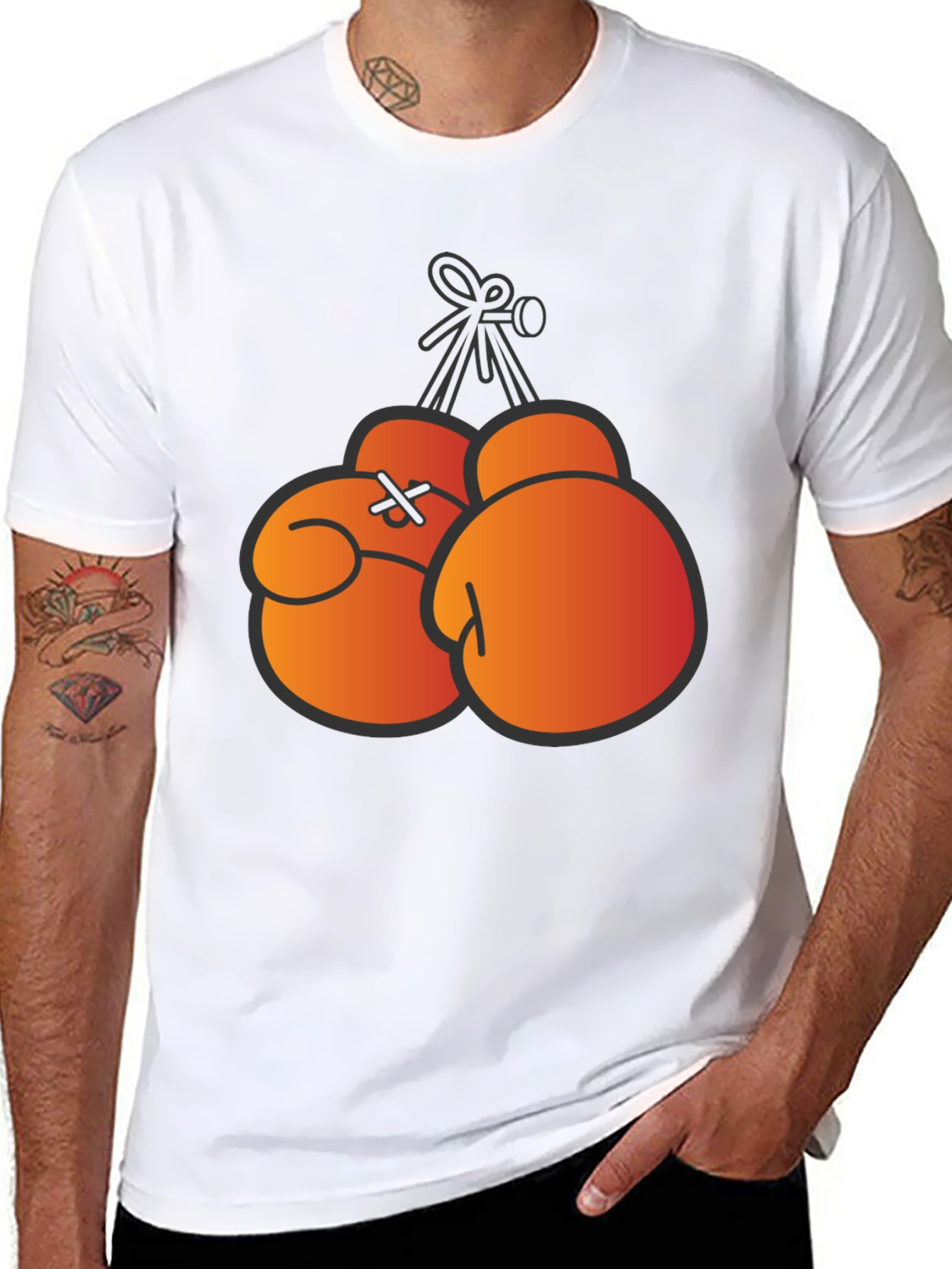 Boxing Gloves Graphic Print T-Shirt - Black