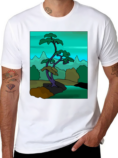 Artistic Bonsai Tree Graphic T-Shirt