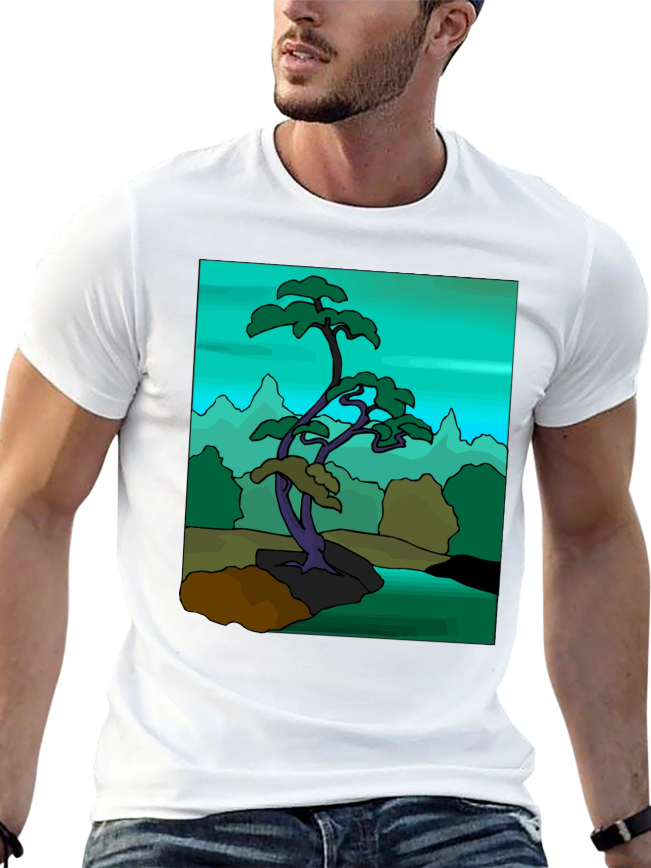 Artistic Bonsai Tree Graphic T-Shirt