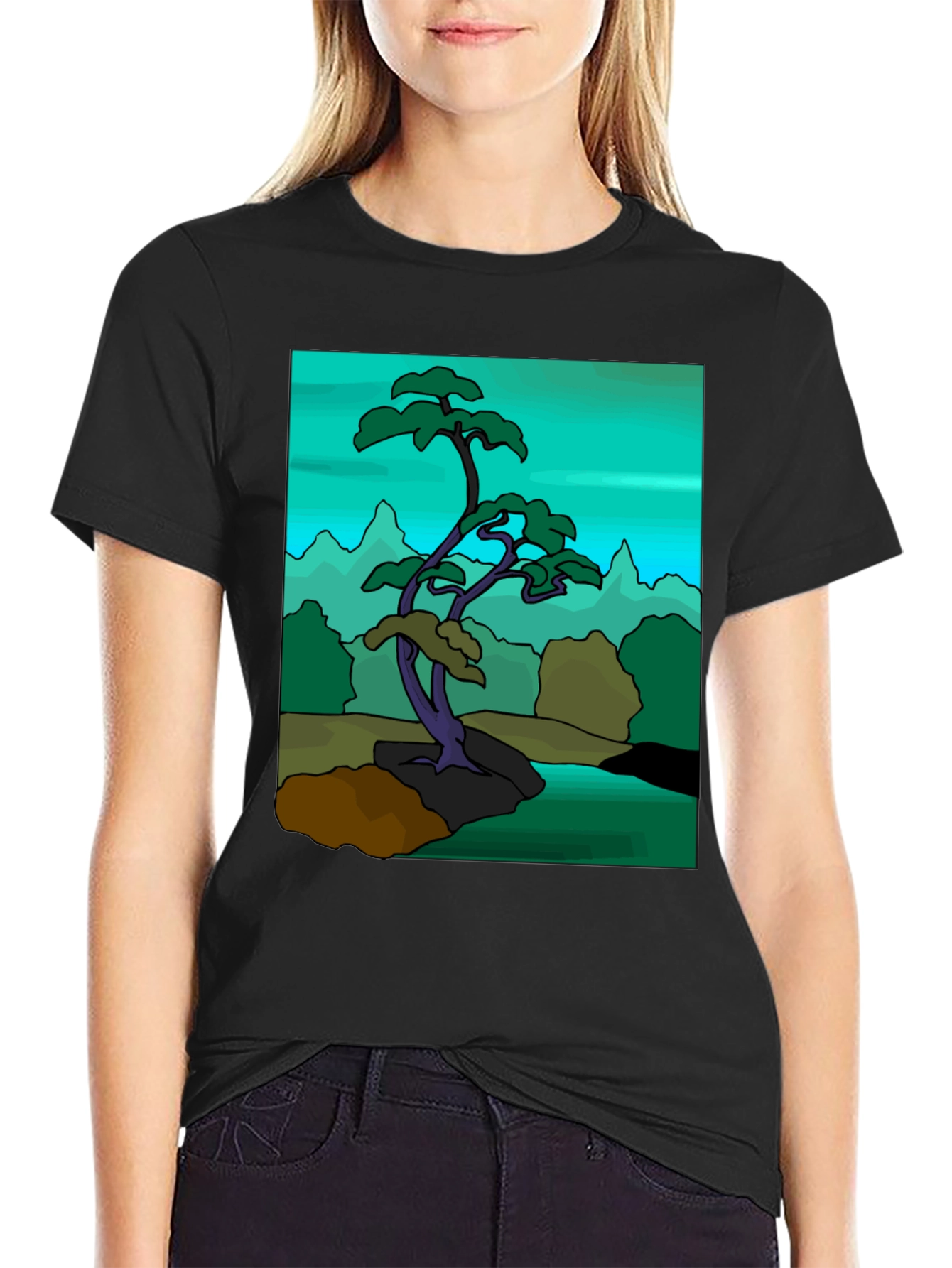 Artistic Bonsai Tree Graphic T-Shirt