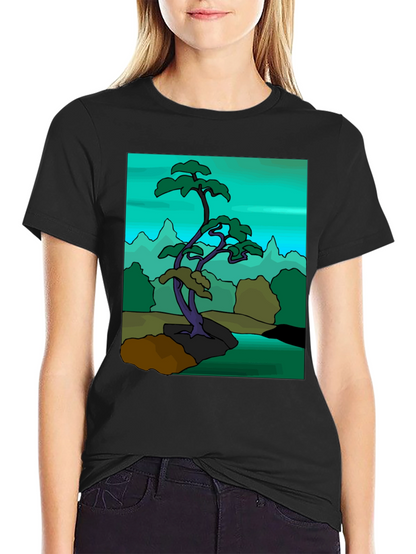 Artistic Bonsai Tree Graphic T-Shirt