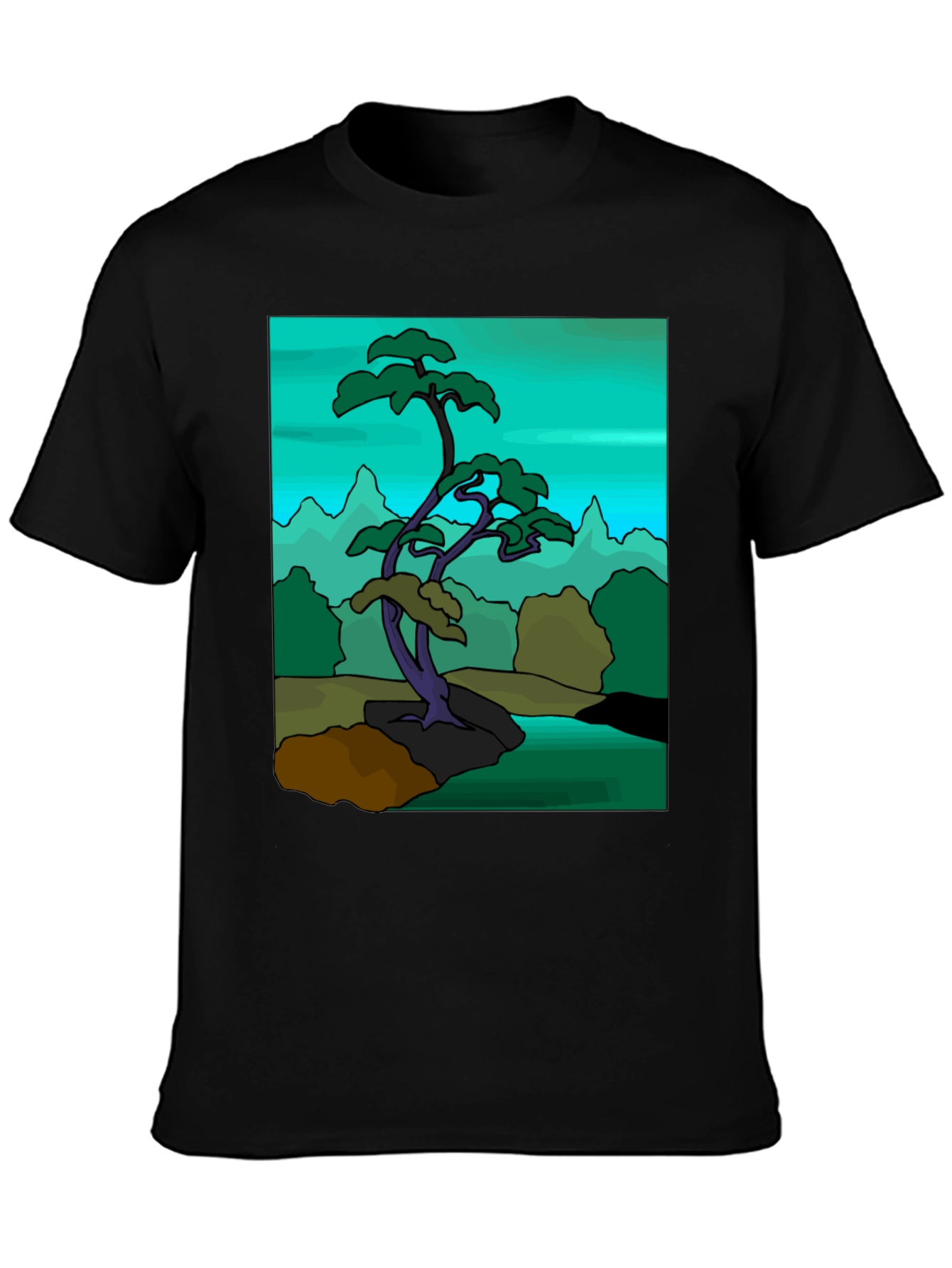 Artistic Bonsai Tree Graphic T-Shirt