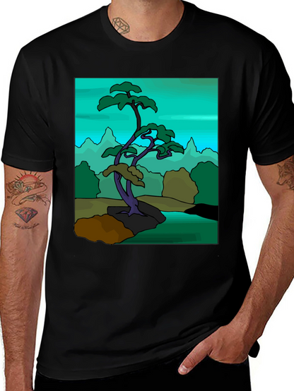 Artistic Bonsai Tree Graphic T-Shirt