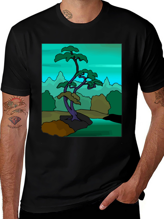 Artistic Bonsai Tree Graphic T-Shirt